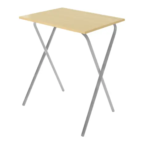 Folding Frame Exam Desk - W600 x D600 x H710mm - Light Grey Legs - Kobey Ash